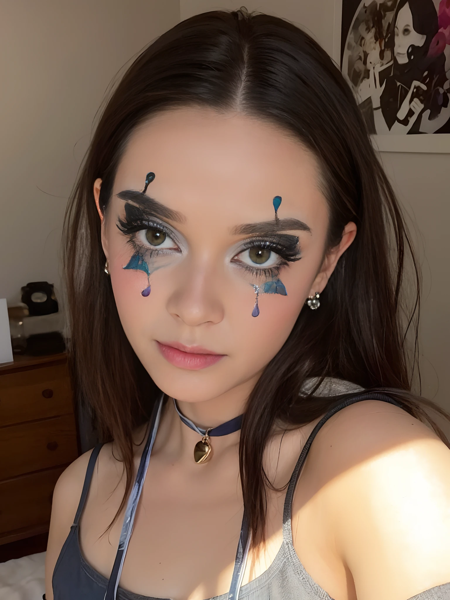 1girl, (ruined makeup:1.5), sloppy, cum, (mascara tears:1.3), saliva, heavy breathing, office, small breasts, nude, long hair, photorealistic, high quality, best quality, highres <lora:RM_v0.2(an):0.4>