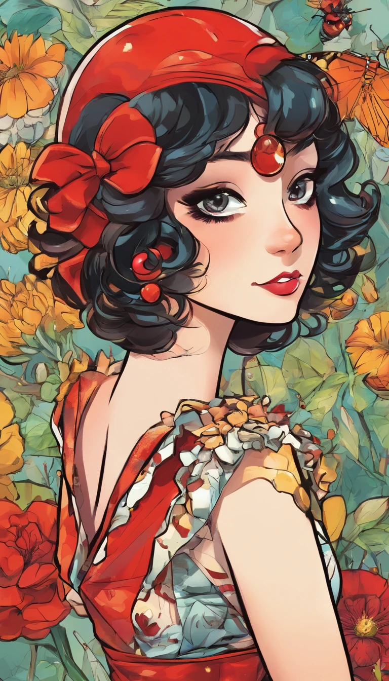 lady bug version anime style , wear dress