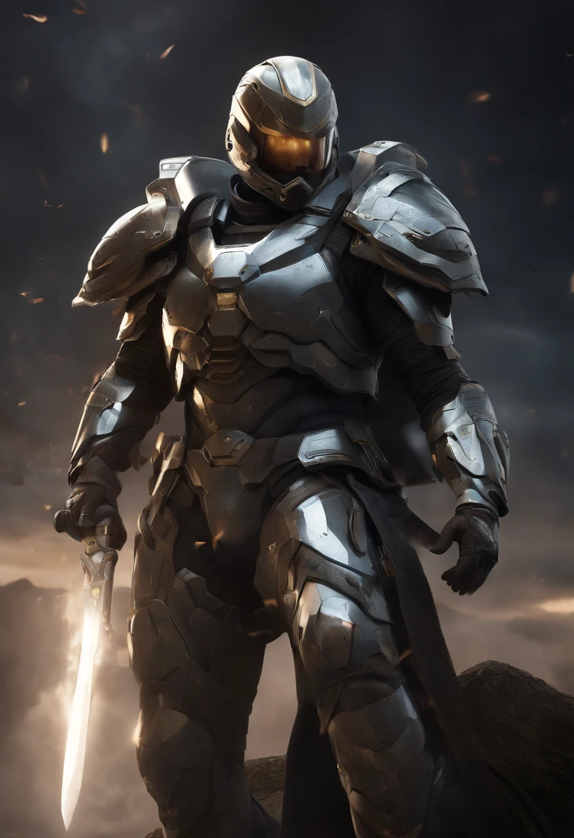 Wide-angle, whole-length, A (A beautiful Valkyrie) In his arms was a sleeping male soldier in a modern combat suit, Fly to Valhalla, After (Glorious battle, Epic), Incredible, in awe, Beautiful, Highly detailed, Carefully drawn facial features, Highest quality, Divine, The prism is similar in color, Dynamic composition, Delicate, Cinematic lighting, exalted, Striking scenes, sharp and crisp image, Ultra photo realsisim, (Petals in the air)