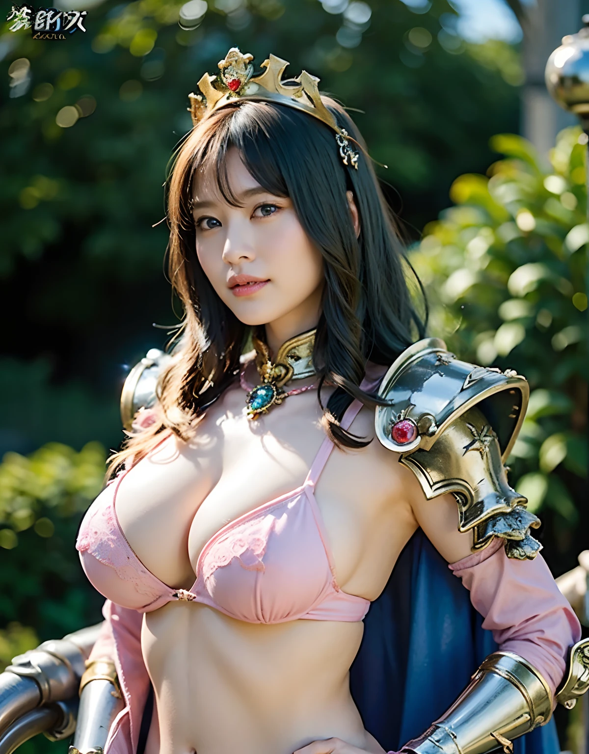Professional , ​masterpiece、top-quality、photos realistic 、超A high resolution、(Photorealsitic:1.4)、Raw photo、depth of fields （Gemstone Gold Metal Body:1.9),(Matte White、Toostock、（（Mansuji））、（cleavage of the breast）、(((heavy breasts、Colossal tits)))),(((Pink Micro Bikini Armor))),（Detailed Dragon Armor）、（Have the strongest weapon）、((super realistic details))、portlate、globalillumination、Shadow、octan render、highly intricate detail、Realistic light、（(Random Hairstyles 1.6),Dark Fantasy）、highly intricate detail、Realistic light、（Precipitous cliffs),Mystical expression、Particles of light、Fight dragons、（Detailed Dragon Helmet),Gorgeous Silver Weapons ,（（ Dragon's dense and gorgeous sword）） , Beautiful knife   ,warhammer 40k ,Detail and gorgeous crown、（（Blue hair））、（Castle background）、、（（Gangle's forest background））、Beautiful Caucasian beauty、１a person、dynamic ungle,(((With detailed shielding)))、Smaller head、A smile、Castle background、Thin and beautiful female hands、Mystical expression、Light Effects、intense fighting、Wind-effect、magic circles、With the legendary magic wand、（demonic wings）、Toostock、Navel、Full Body Angle、