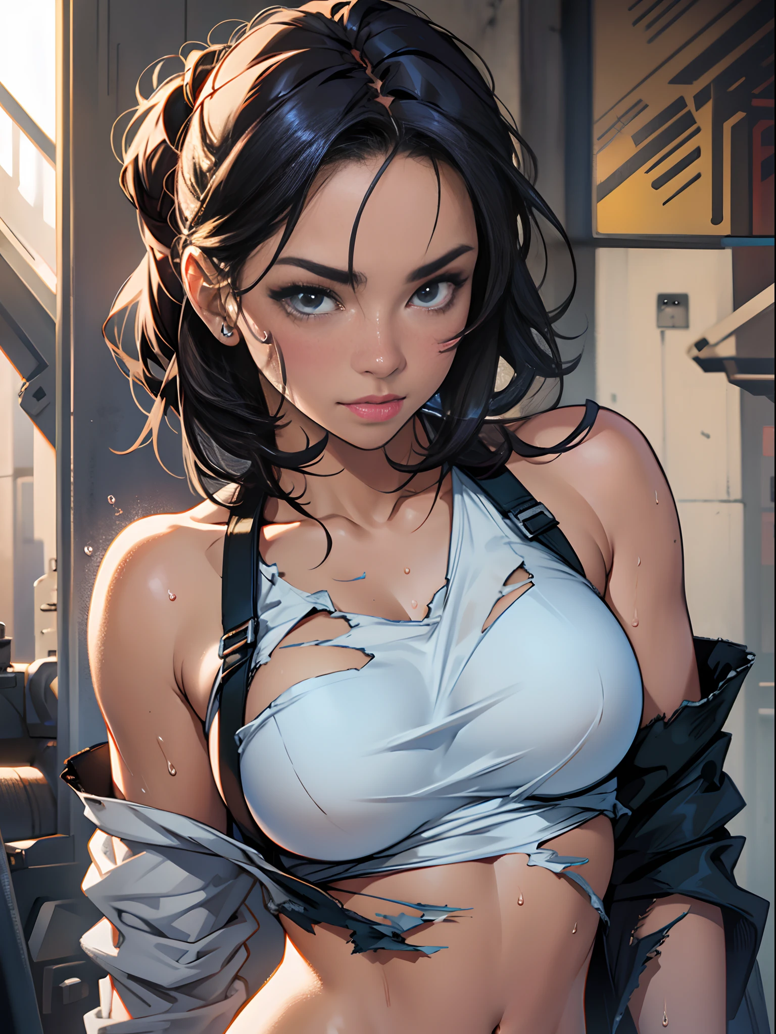 starwars girl, ripped clothes, sexy, perky breasts, wet --auto --s2