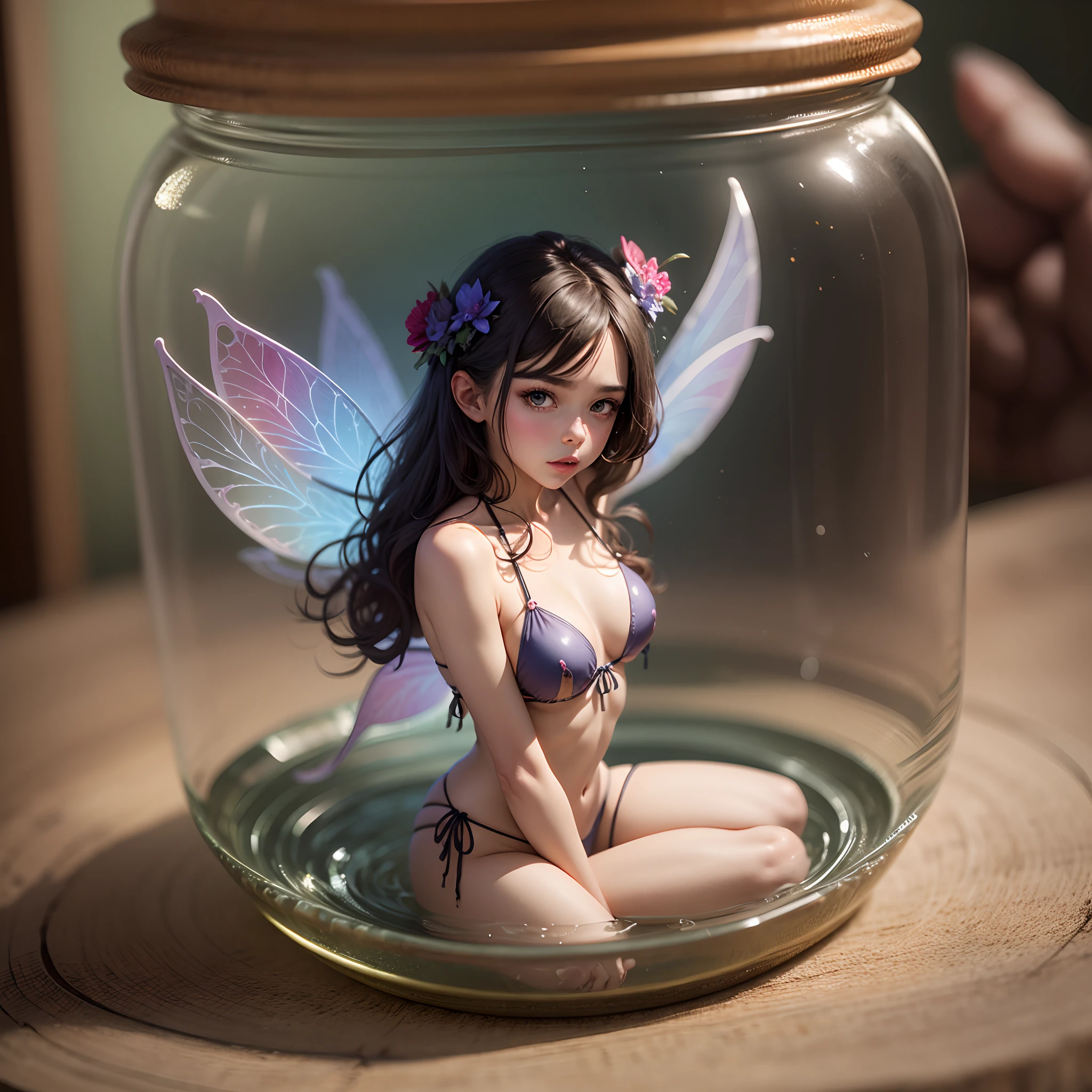 lecherous fairy in a jar wearing a see-through bikini --auto --s2