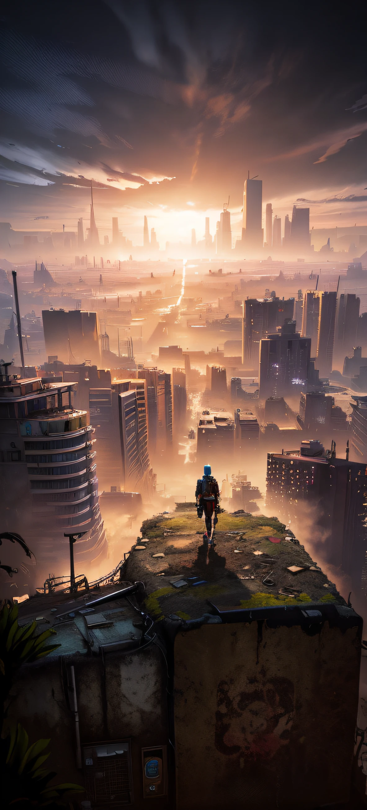 Stylized urban fantasy artwork, Post-apocalyptic 8K, Post-apocalyptic 8K, (Apocalypse:1.2) 8 km, game key art, background artwork, cover game art, 2D game art for GTA5 cover, 2D game art for GTA cover, 2D game art for GTA cover, key art, game promotional poster, Next generation