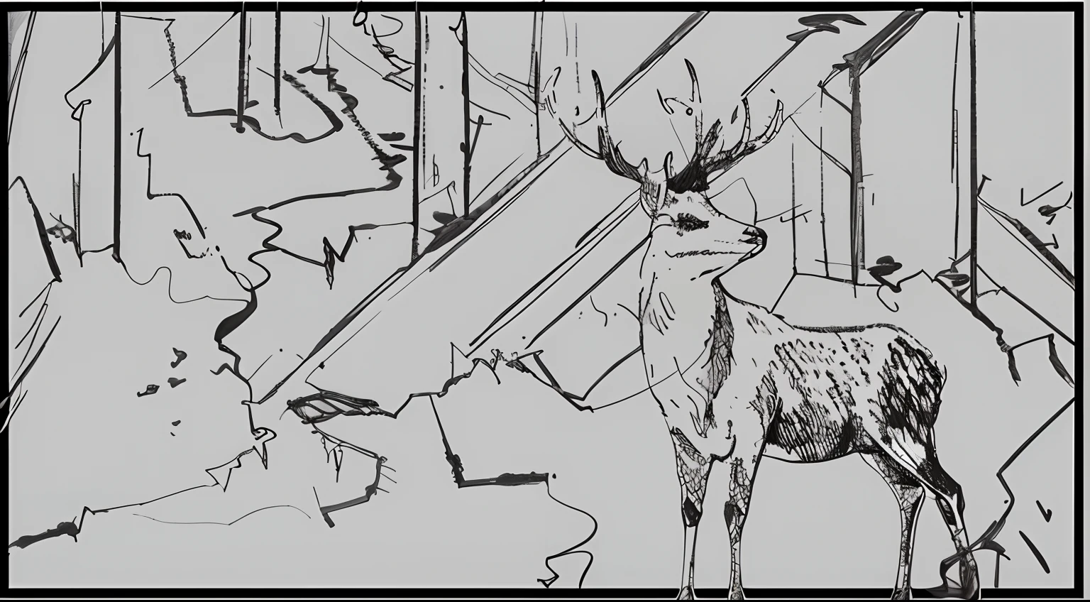 deep mountain，tussock，deers。the night