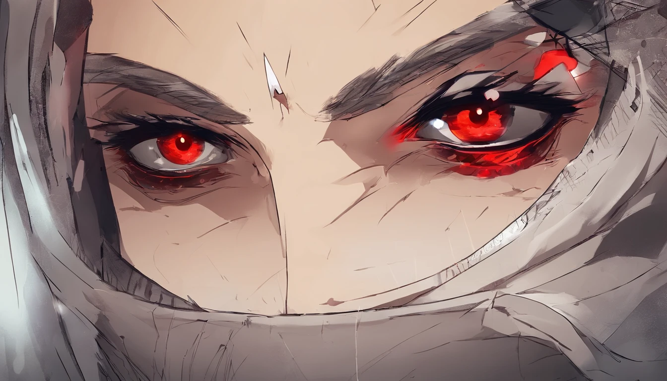 um close up de uma pessoa com um fundo vermelho, cara bonito na arte, Neo Estilo Preto, Neo Estilo Preto, com olhos vermelhos brilhantes, Neo Preto, his eyes are red and glowing, he's very menacing and evil, olhos vermelhos afiados, com olhos vermelhos brilhantes