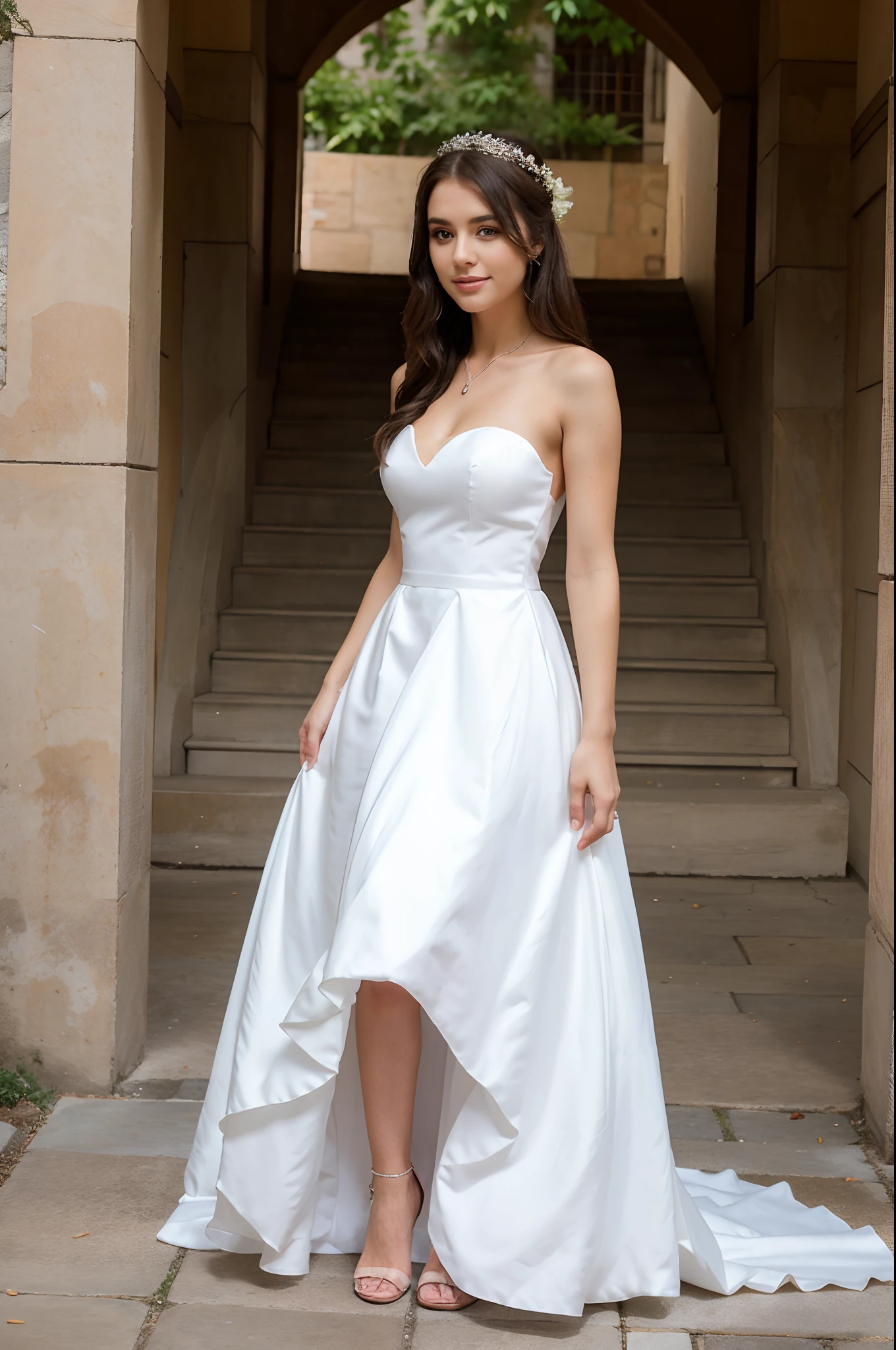 beautiful girl, full body, dress wedding
