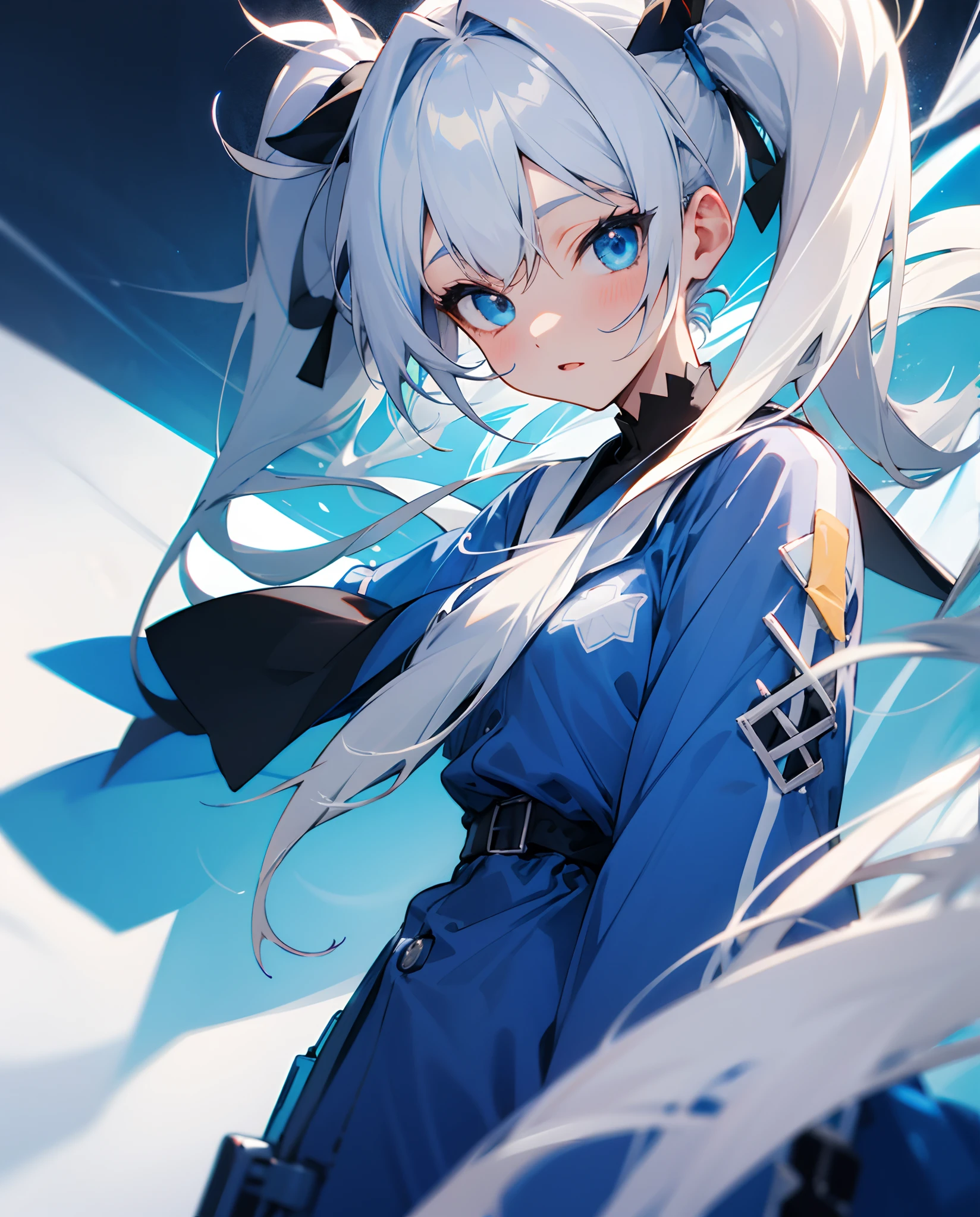 One Girl Live Backgrounds Light blue and white hair Colorful clothes Mine clothes Twin Tails 2D Blue eyes