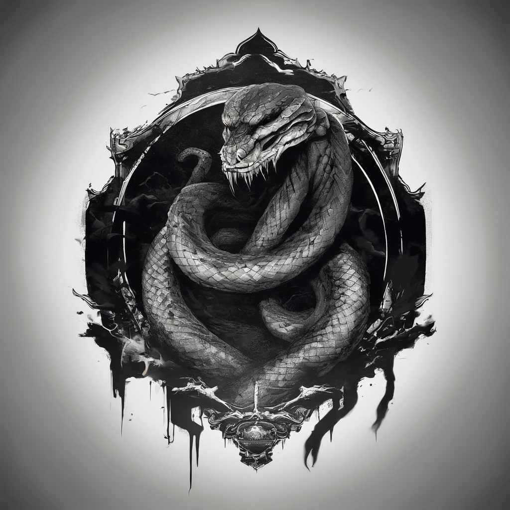 T-shirt design, Generate Genshin Snake Themed Streetwear Vintage Shop Logo Design Ideas. Logo、It is necessary to effectively incorporate the snake as a central element, Symbolizes mystery, Edginess, Styles that don't include people.