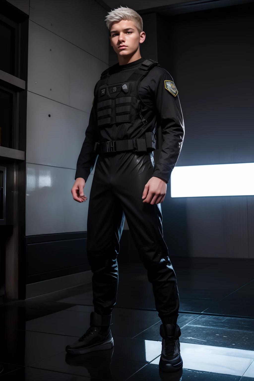 1boy, (Blue Eyes), happy smile,American boy,18 years old,young, thick body, slender, sport body build, child-like,White Teenage boy ,Male soldier, very masculine German face, light blonde hair, military cut, serious and rude expression, very white skin, dark gray overalls, black leather gloves, belt with ammunition and tools, black military boots, he is in a dark military hangar, There is a German military tank from WWII, 4k, ultra detailed image, Realistic, highly detailed, perfect composition, gorgeous, Intricately detailed, incredibly detailed, 8 k artistic photography, hyper detailed, masterpiece, ultra detailed, hyper Realistic, 4k, ultra detailed image, Realistic, highly detailed, perfect composition, beautiful, Intricately detailed, incredibly detailed, 8K fine art photography, hyper detailed, masterpiece, wide angle ,pale skin, skinny, good lighting, very pale skin, light skin, model with attractive body,medium bulge and medium butts,(Best quality, 8k, Masterpiece). High Detail , superior quality, natural lighting, beautiful, sexy, correct anatomy, good composition,realistic shapes, realistic skin tones,Natural eyes,realistic eyes,looking up at viewer,vpl,realistic muscles,Realistic wrinkles on the skin,Realistic arms and legs,Realistic face,realistic hair,Make a sexy and seductive face, Clear Focus: 1.2, Perfect Body virile: 1.4 , Slender Abs: 1.2, Highly detailed face and skin texture, detailed eyes, double eyelids, big upper lip, man focus,amazing composition, front view, HDR, volumetric lighting, ultra quality, elegant,Post a erotic photoshoot,Realistic pose,detailed hair,full body,Fujifilm XT3 photorealistic art by midjourney
