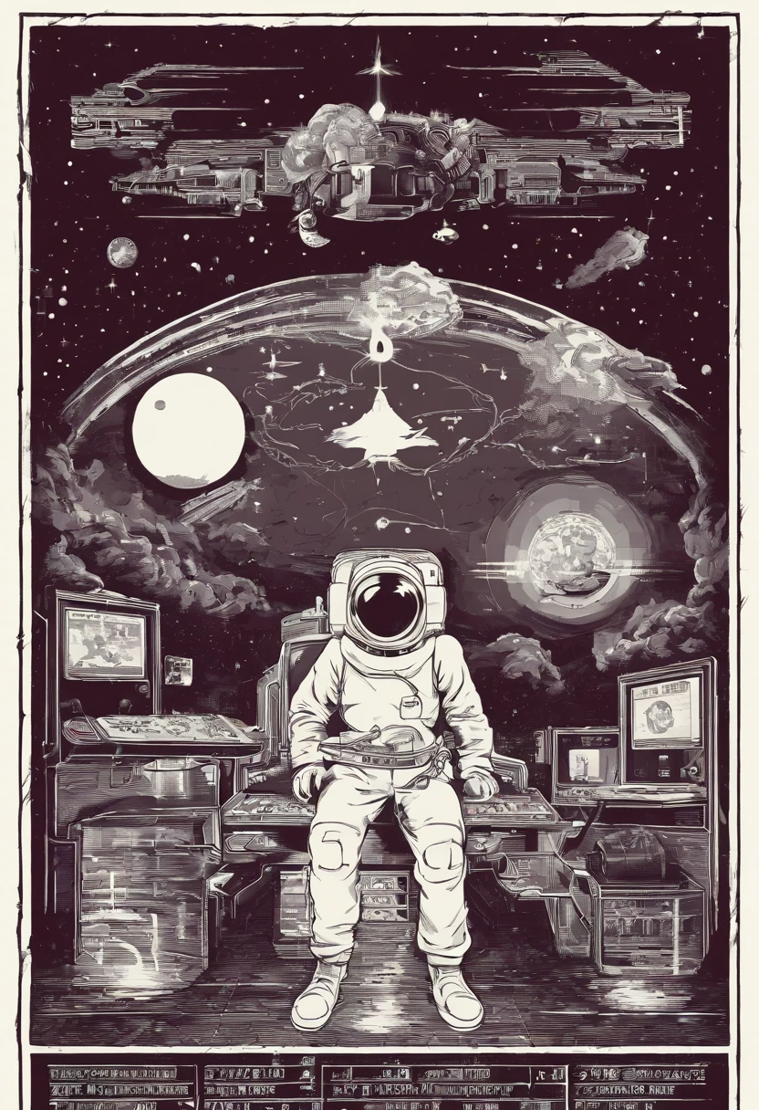 Scientists in science coats turn their backs to us，looking at the stars，hard core，Technologie，Red monochrome,USSR Poster,urss,Communism