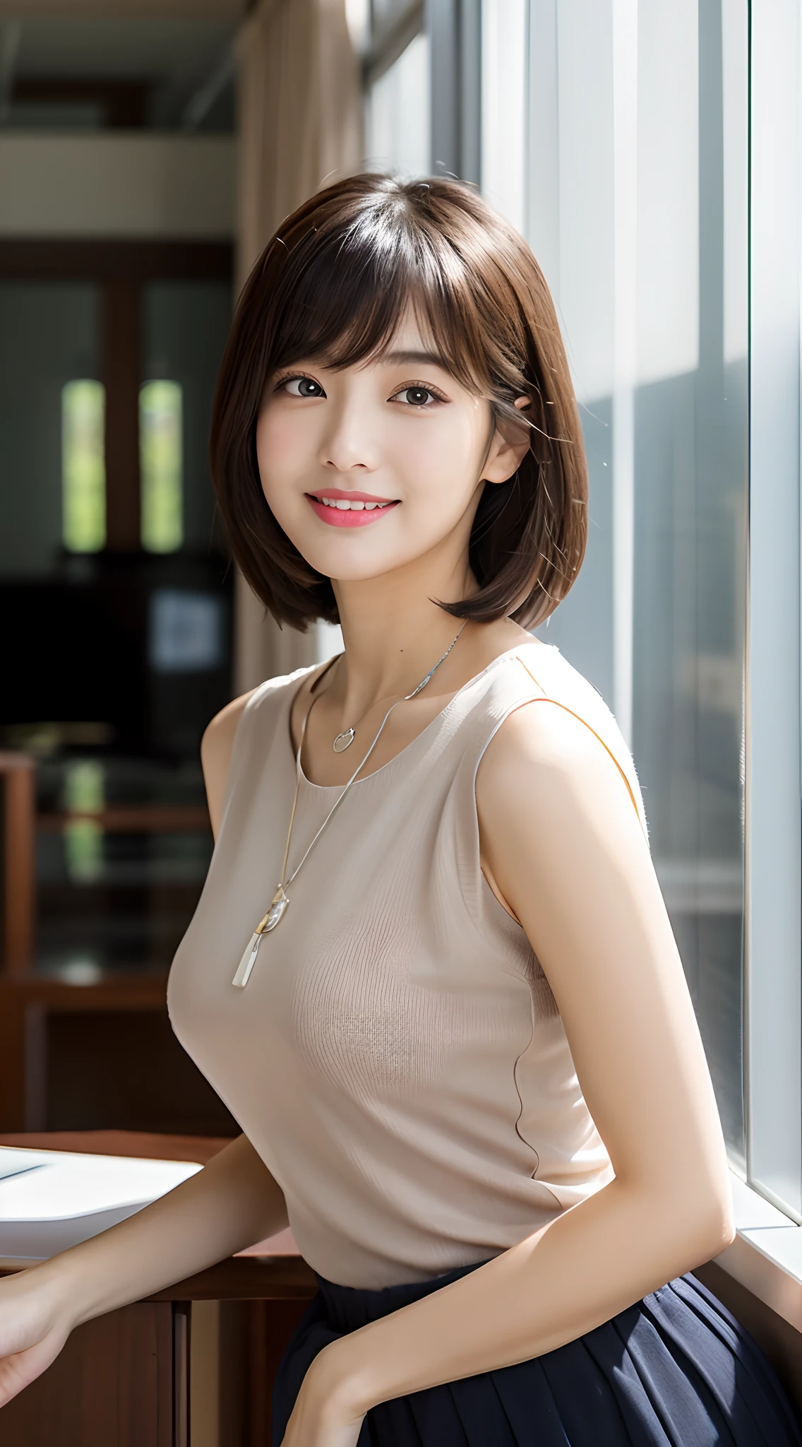 Slim figure Small face Middle chest (Sleeveless dress:1.3) (Beautiful fashion model:1.3) Catholic Church ((Very beautiful portrait)) (Very beautiful straight bob hair with neatly trimmed ends:1.3) Japanese women Highest quality, Face Focus, Soft Light, Ultra-high resolution, (Realistic:1.4), RAW Photos, Precise and beautiful thin eyebrows Beautiful breasts Westshot Slim figure ((Extremely detailed and high quality eyes:1.3))
1 Japanese girl, alone, cute, (Beautiful face in every detail:1.3) ((High resolution detail of human skin texture:1.3)
Old church-like interior, (Very gorgeous and very old coffee shop:1.3) Gregorian Chant Beautiful ceilings chandelier Beautiful breasts (Beautiful straight bob hair all the way to the ends:1.3) Elegant and clean Intelligent and stylish
(Portraiture) High resolution and focus on your eyes Diffused light from a window Very beautiful gradation A kind smile Beautiful gradation