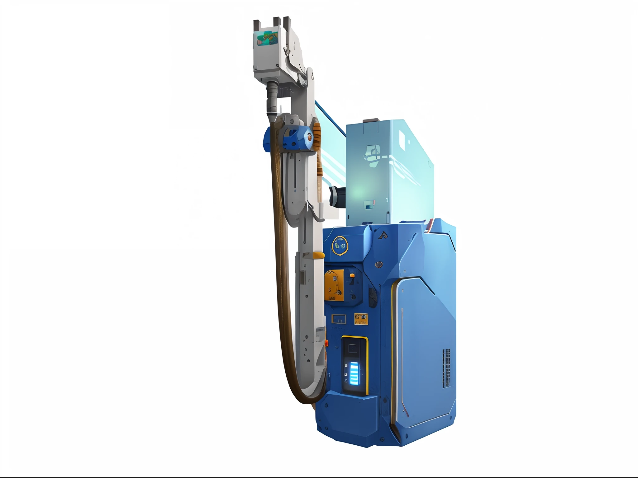 There are blue machines on the white surface, Product photo, product image, switch, 5D MK2, above side view, 800t, 8 0 0 t, high quality product image”, Side view, List image, Valve, Full view, right angled view, manual, upper view, Crane, product introduction photos, The suspension type requires a cute expression