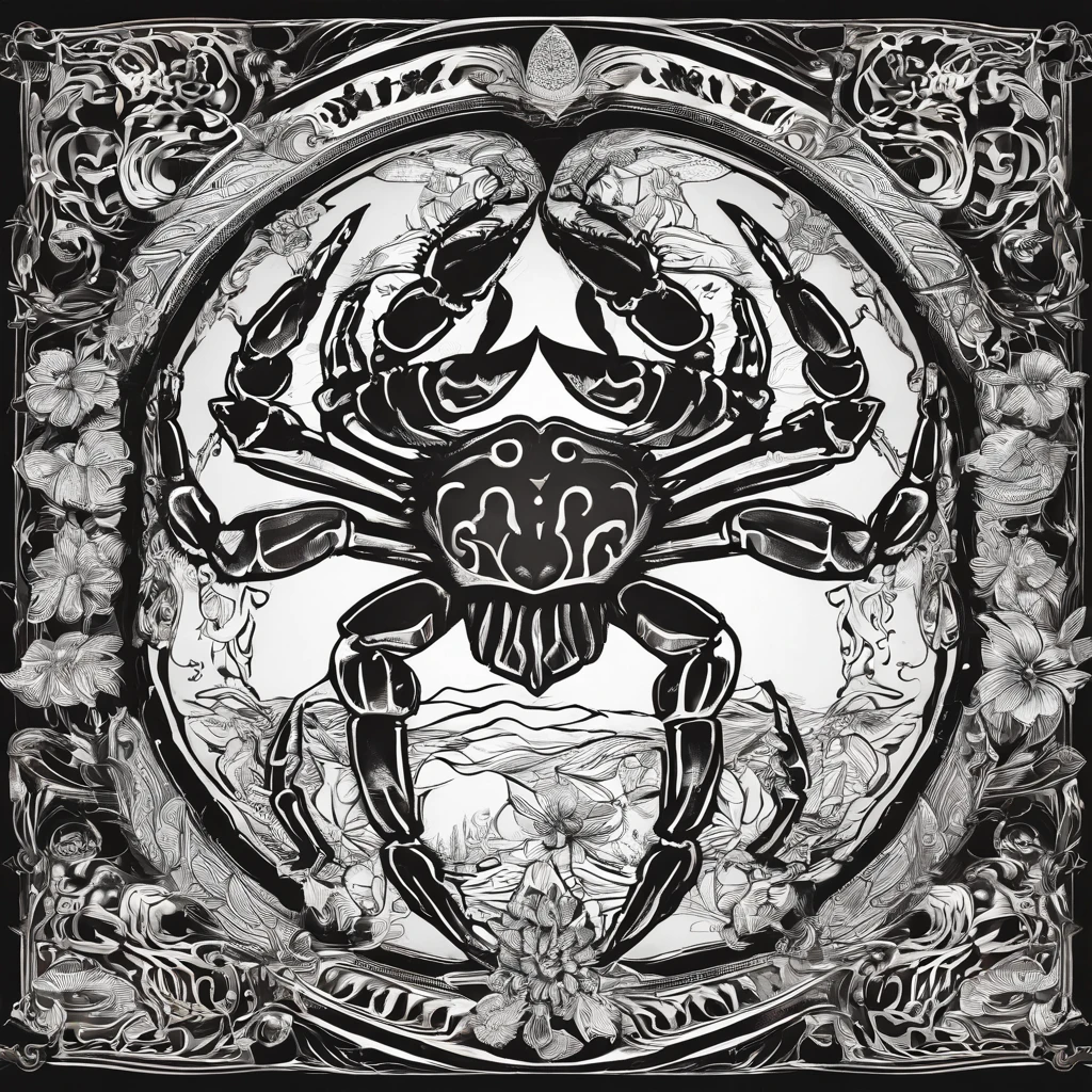 Hairy crab logo,Black and white background,The black and blue photo was taken by Flickl