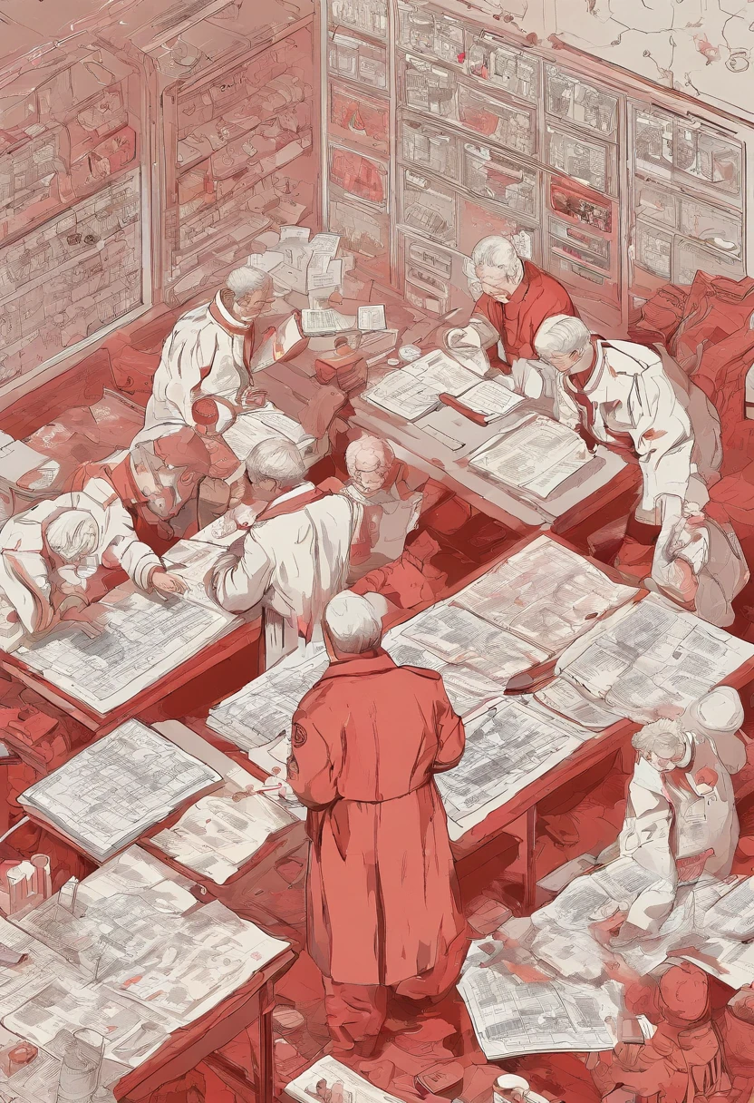 Scientists in science coats turn their backs to us，looking at the stars，hard core，Technologie，Red monochrome,USSR Poster,urss,Communism