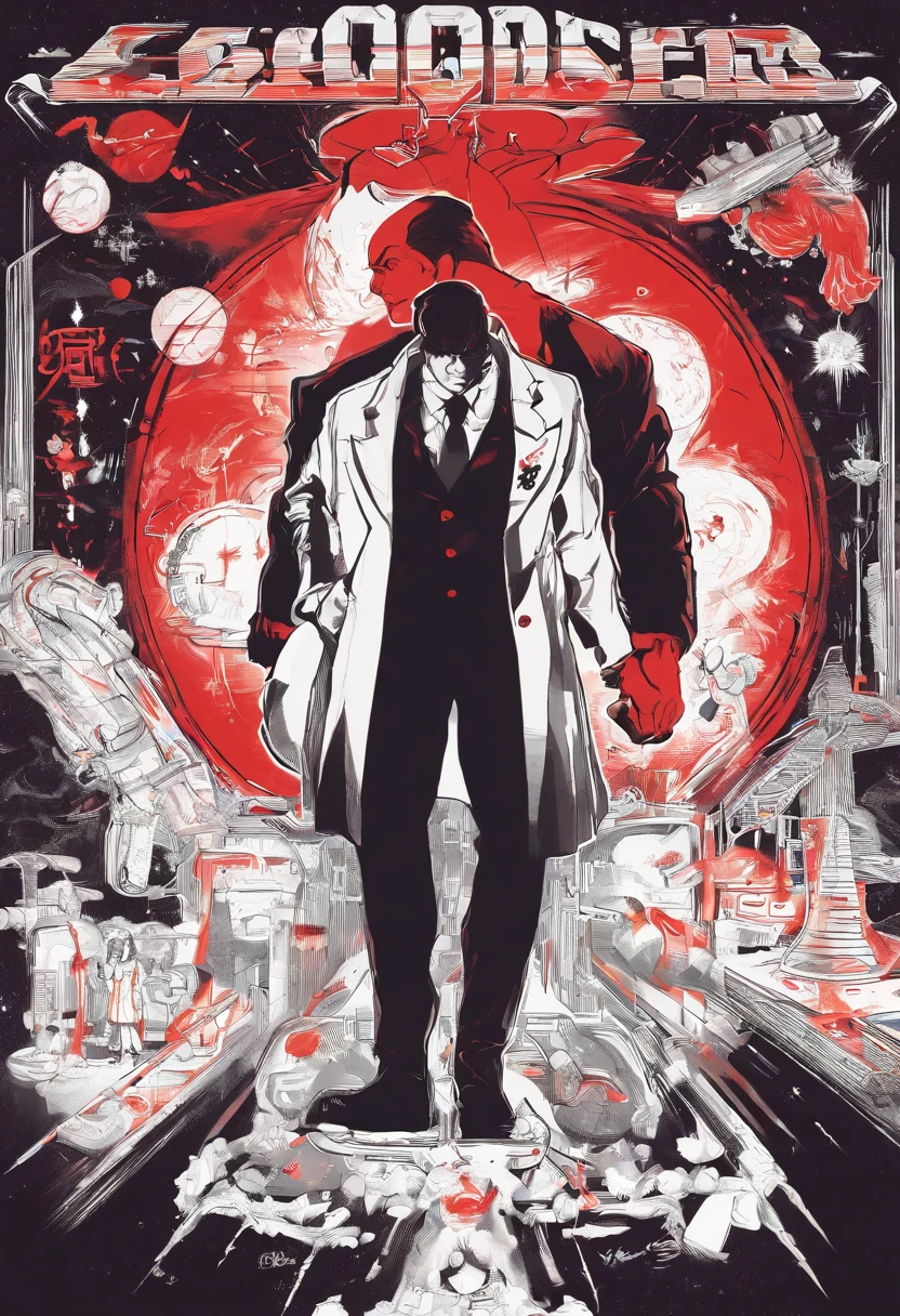 Scientists in science coats turn their backs to us，looking at the stars，hard core，Technologie，Red monochrome,USSR Poster,urss,Communism