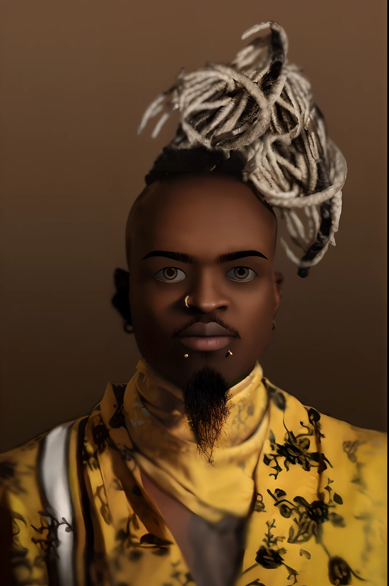 Il y a un homme noir avec une dreadlock et une chemise jaune, Portrait africain de Jesse Pinkman, inspired by Ras Akyem, Portrait d’Ororo Munroe, inspired by Charles Martin, Alchimiste steampunk africain, Sorciers cyberpunk africains, Portrait conceptuel, inspired by Theo Constanté, brown skin man egyptian prince, Templates Yasuke 5 0 0 px 3d character