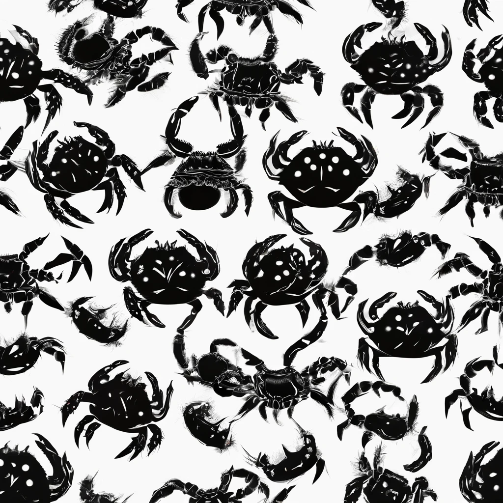 Hairy crab logo，Black and white background，The black and blue photo was taken by Flickl