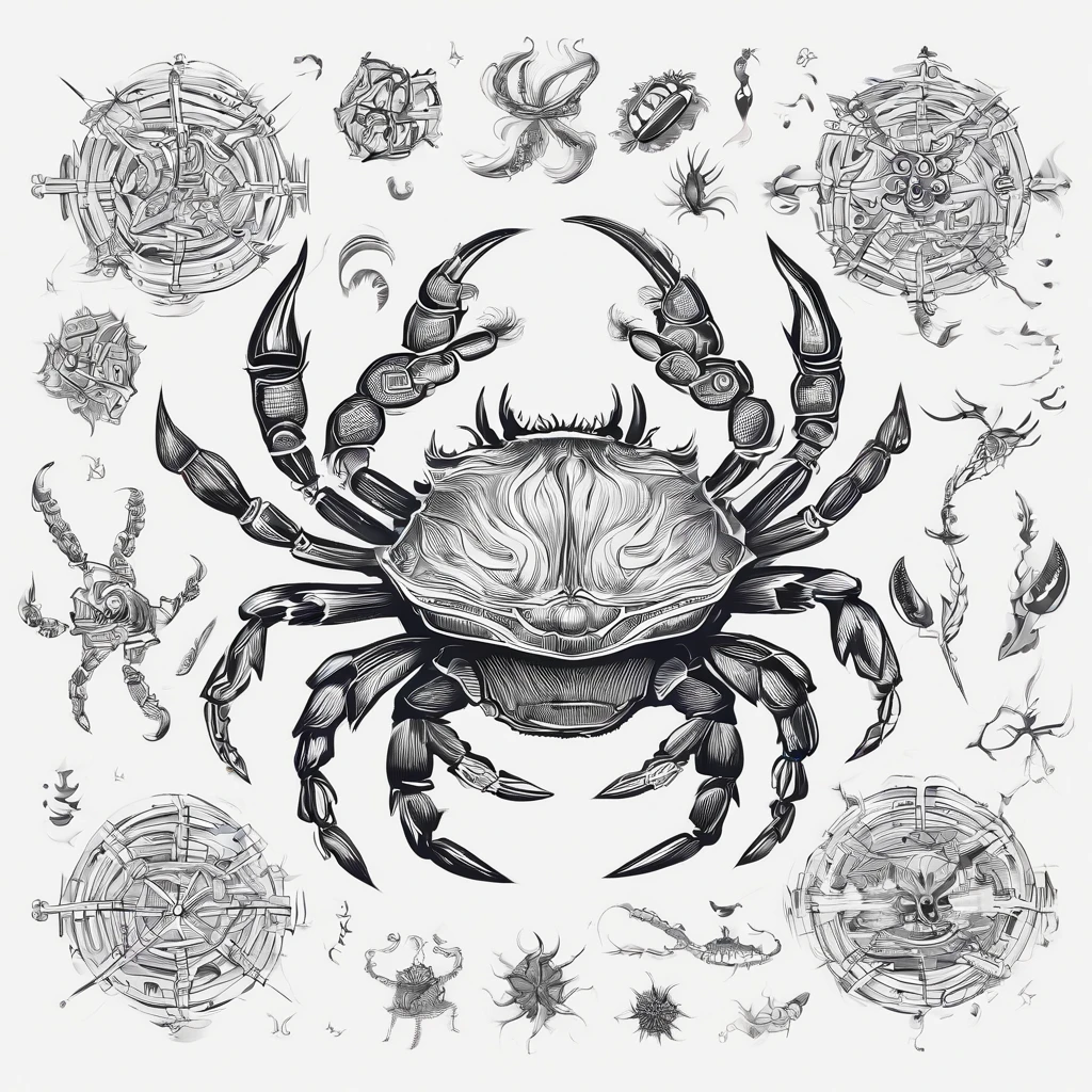 Hairy crab logo,Black and white background,The black and blue photo was taken by Flickl
