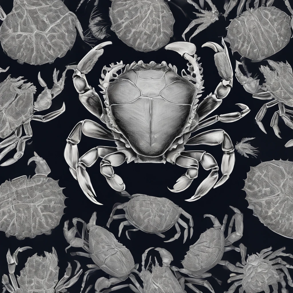 Hairy crab logo,Black and white background,The black and blue photo was taken by Flickl