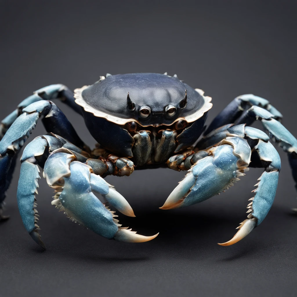 Hairy crab logo,Black and white background,The black and blue photo was taken by Flickl