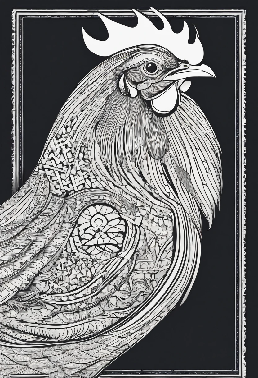 A chicken decorated with traditional Chinese patterns