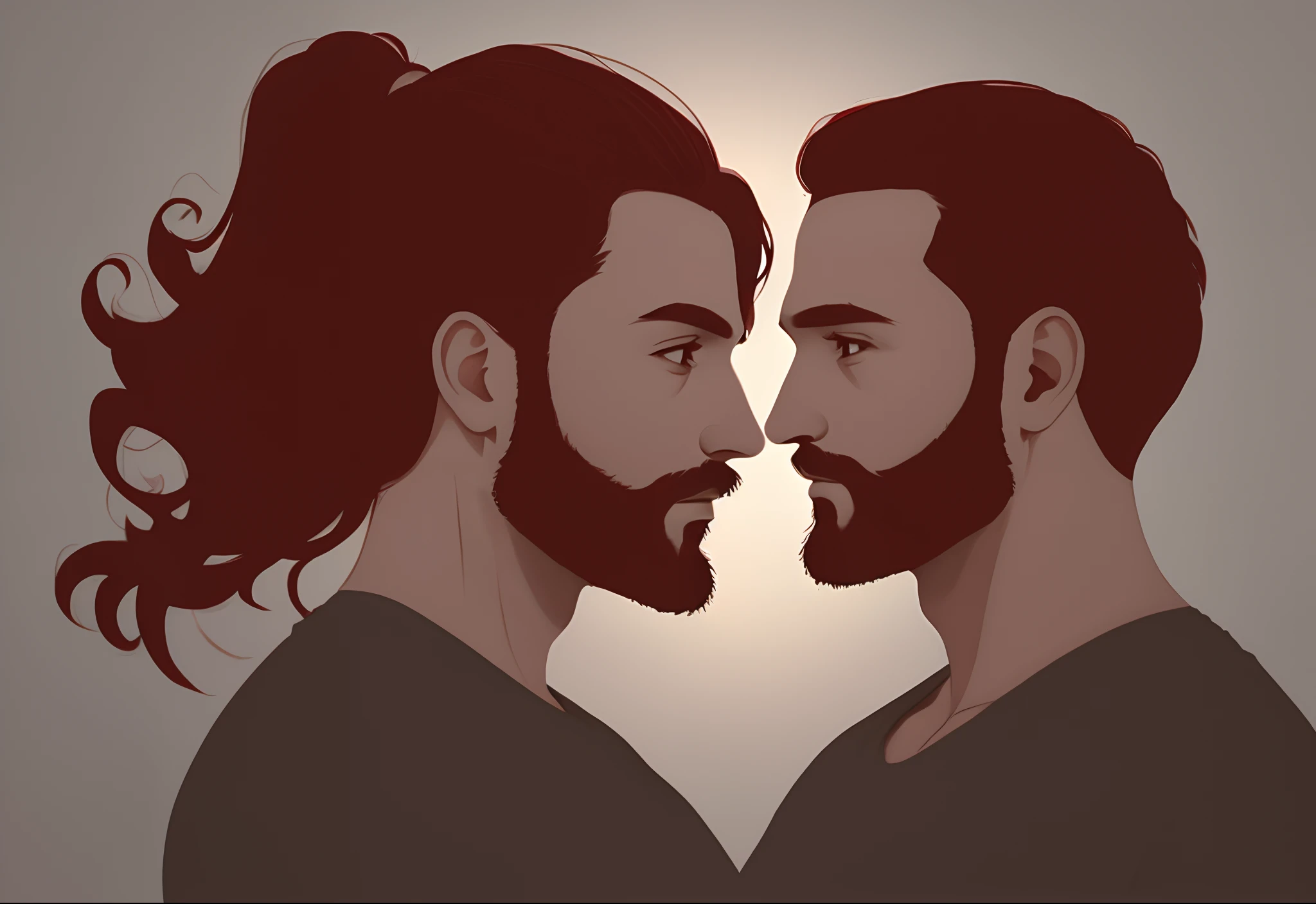 Couple, femme enceinte, cheveux rouge, silhouette, illustration, fond blanc, homme, brown, barbu, abstrait