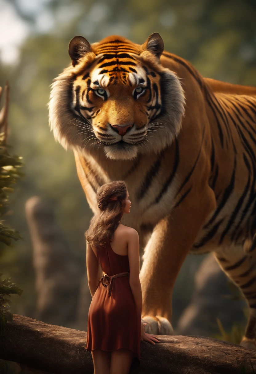 A giant wild saber-toothed tiger protects a beautiful primitive girl
(Master parts: 1.5) (Fotorrealista: 1.1) (Bokeh) (Best quality) (The skin、pores、Detailed texture of hair: 1.1) (复杂) (8K) (hdr) (Wallpapers) (Cinematic lighting) (foco nítido )