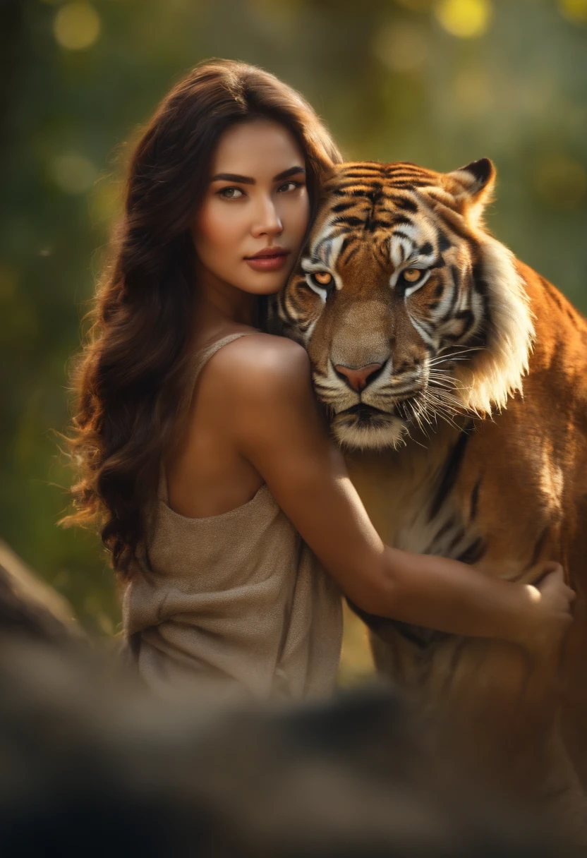 A giant wild saber-toothed tiger protects a beautiful primitive girl
(Master parts: 1.5) (Fotorrealista: 1.1) (Bokeh) (Best quality) (The skin、pores、Detailed texture of hair: 1.1) (复杂) (8K) (hdr) (Wallpapers) (Cinematic lighting) (foco nítido )