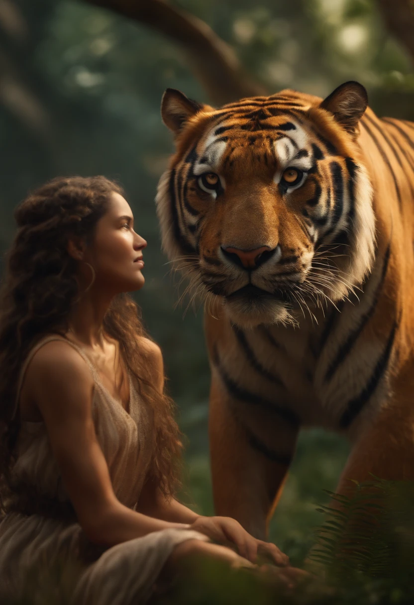 A giant wild saber-toothed tiger protects a beautiful primitive girl
(Master parts: 1.5) (Fotorrealista: 1.1) (Bokeh) (Best quality) (The skin、pores、Detailed texture of hair: 1.1) (复杂) (8K) (hdr) (Wallpapers) (Cinematic lighting) (foco nítido )