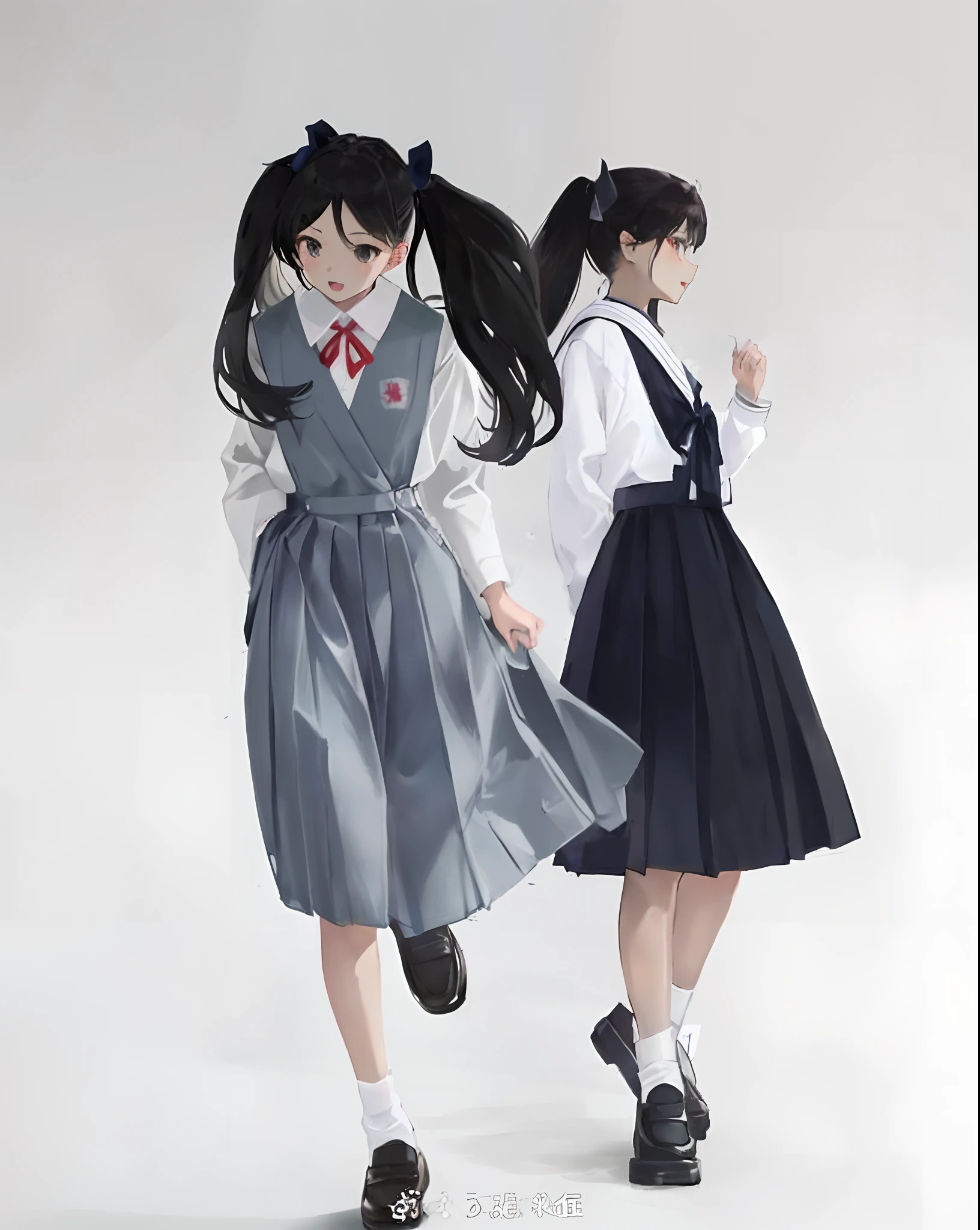 two young girls in school uniforms are dancing together, magical school student uniform, seifuku, japanese school uniform, jk uniform, japanese girl school uniform, magic school uniform, wearing japanese school uniform, dressed with long fluent clothes, wearing school uniform, japanese clothes, school uniform, loose coat collar sailor uniform, wearing a school uniform, magic uniform university