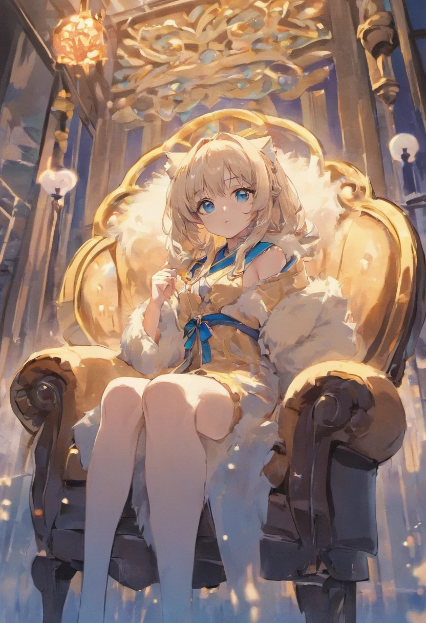 Cats、Beautiful skin、Blue eyes、dressing gown、a chair