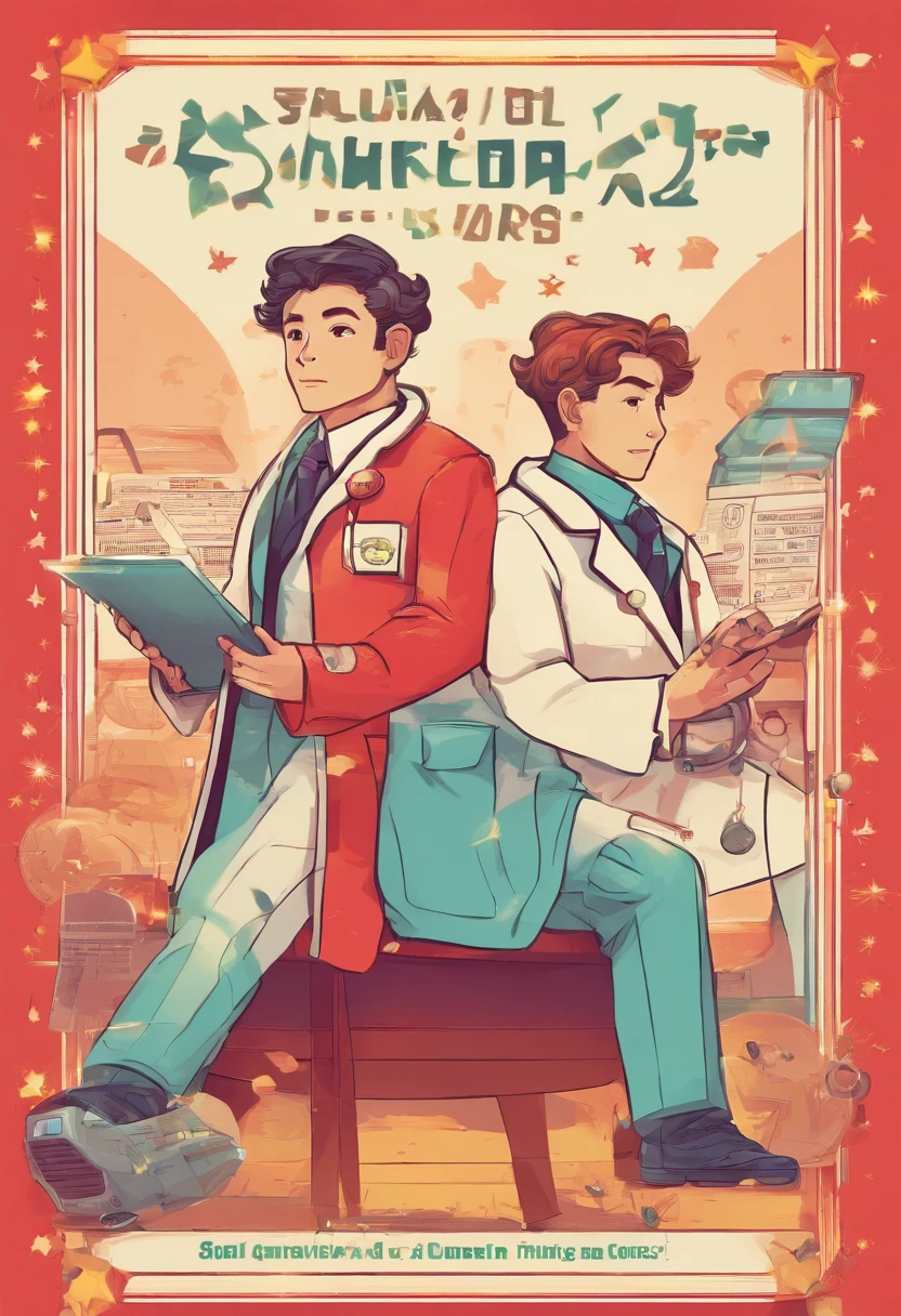Scientists in science coats turn their backs to us,looking at the stars,hard core,Technologie,Red monochrome,USSR Poster,urss,Communism