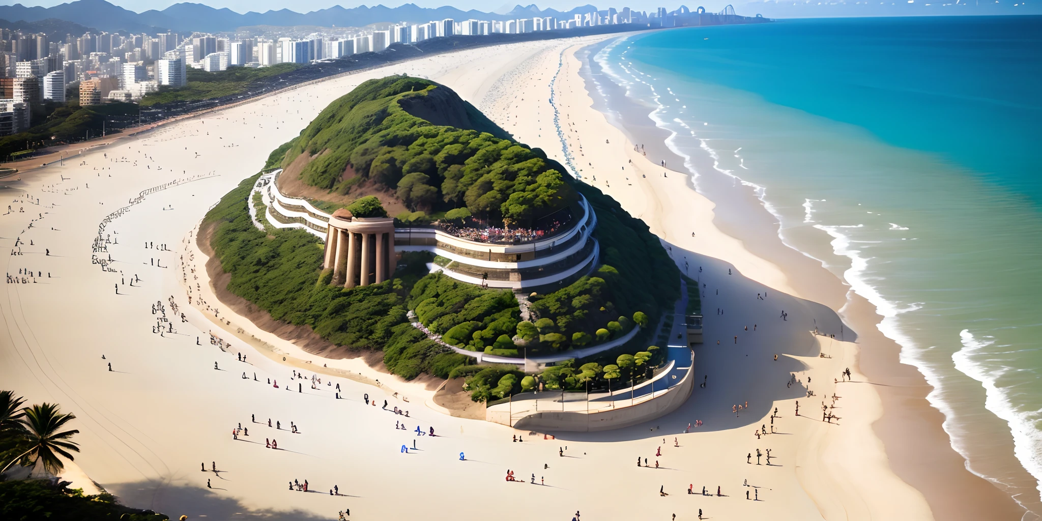 Imagine the Athena of Knights of the Zodiac on Copacabana beach