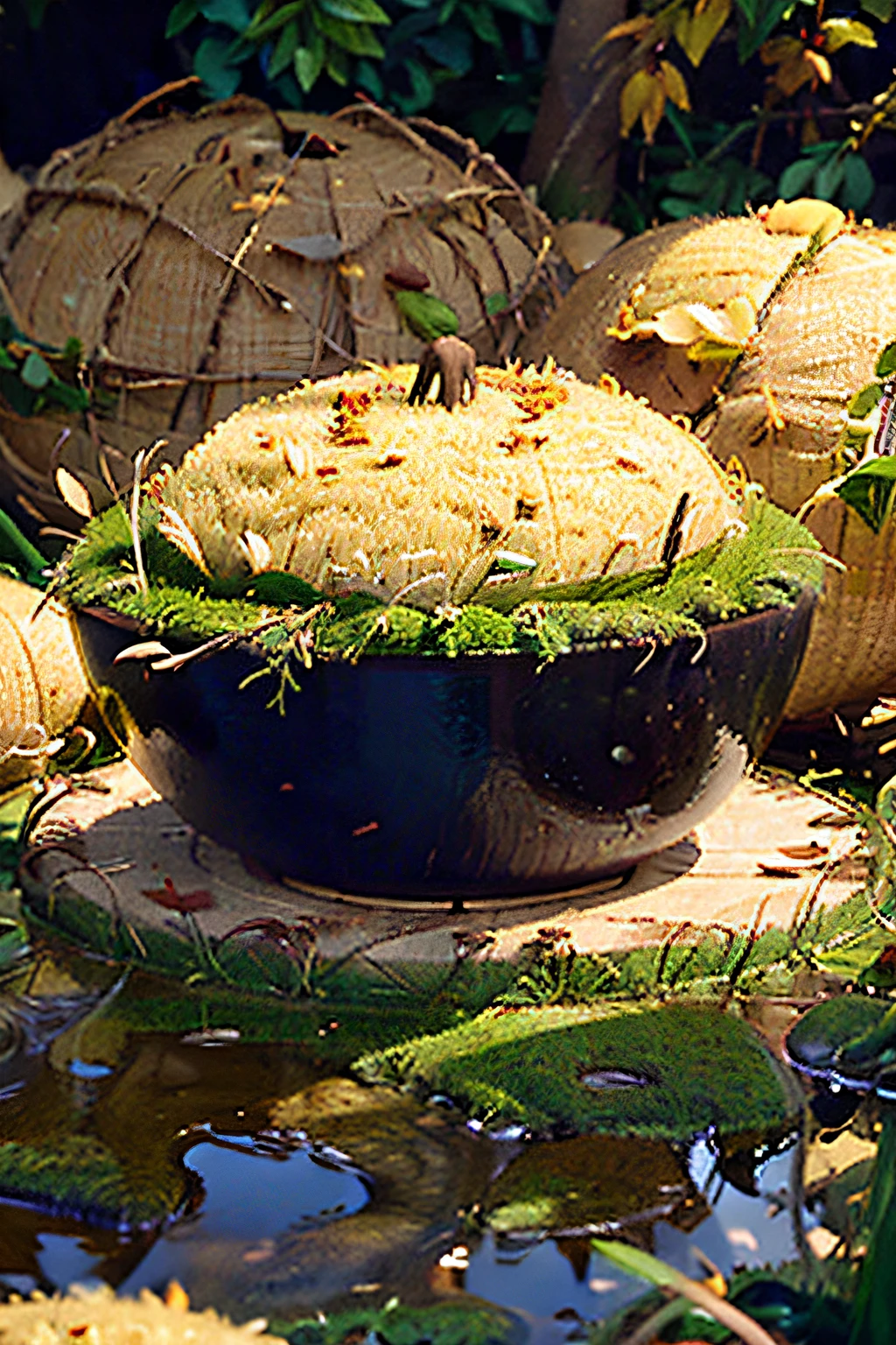 Close-up of plump rice paddies in autumn