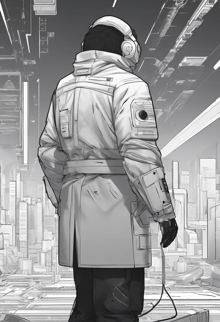 Scientists in science coats turn their backs to us，looking at the stars，hard core，Technologie，Red monochrome,USSR Poster,urss,Communism