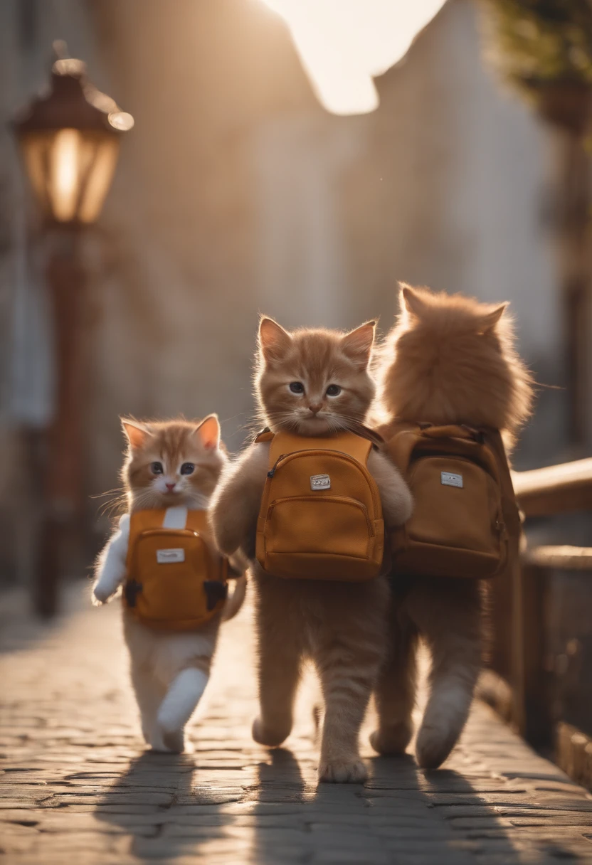 I have two kittens, a cute little cat, cute kittens, Cutest, Incredibly cute, Adorable and cute, And cute and lovely. They are walking down the street with backpacks, Walking together, commute, Proudly walk down the street, And the cat is walking. They are cute in the style of 🍂 and 🍁, Adorable and cute, Cute and adorable, oh, nice and cute. They are known as real-life Tom and Jerry.