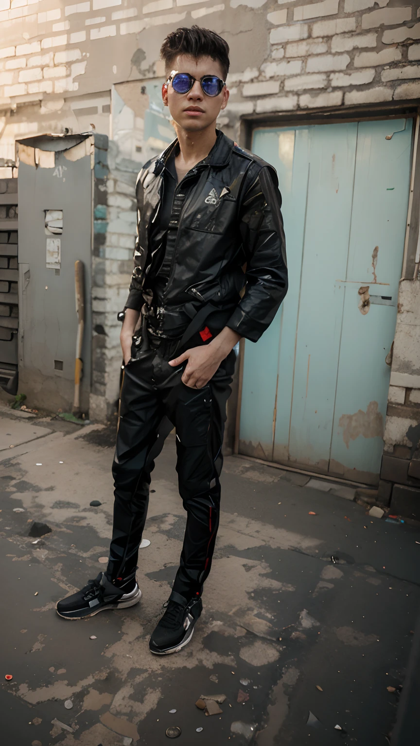 light brown haired man with green eyes, sadomasochism practitioner with penetrating gaze, he's wearing black cowboy boots with metal studs, black leather pants and jacket with a Nazi swastika armband on his right arm who is penetrating another shaved man with his penis in the anus,