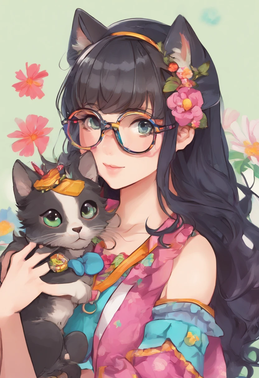 Black Dog, In the werewolf with heterochromia、A cat woman with braces and glasses looks like a favorite putelier