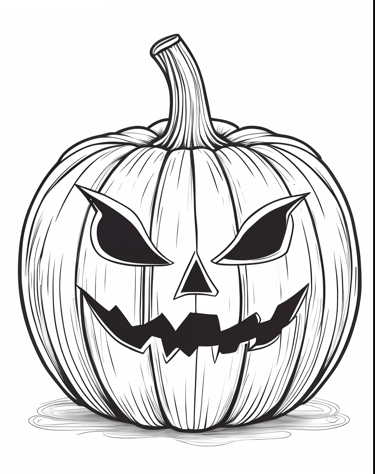 a black and white pumpkin halloween image for a coloring book