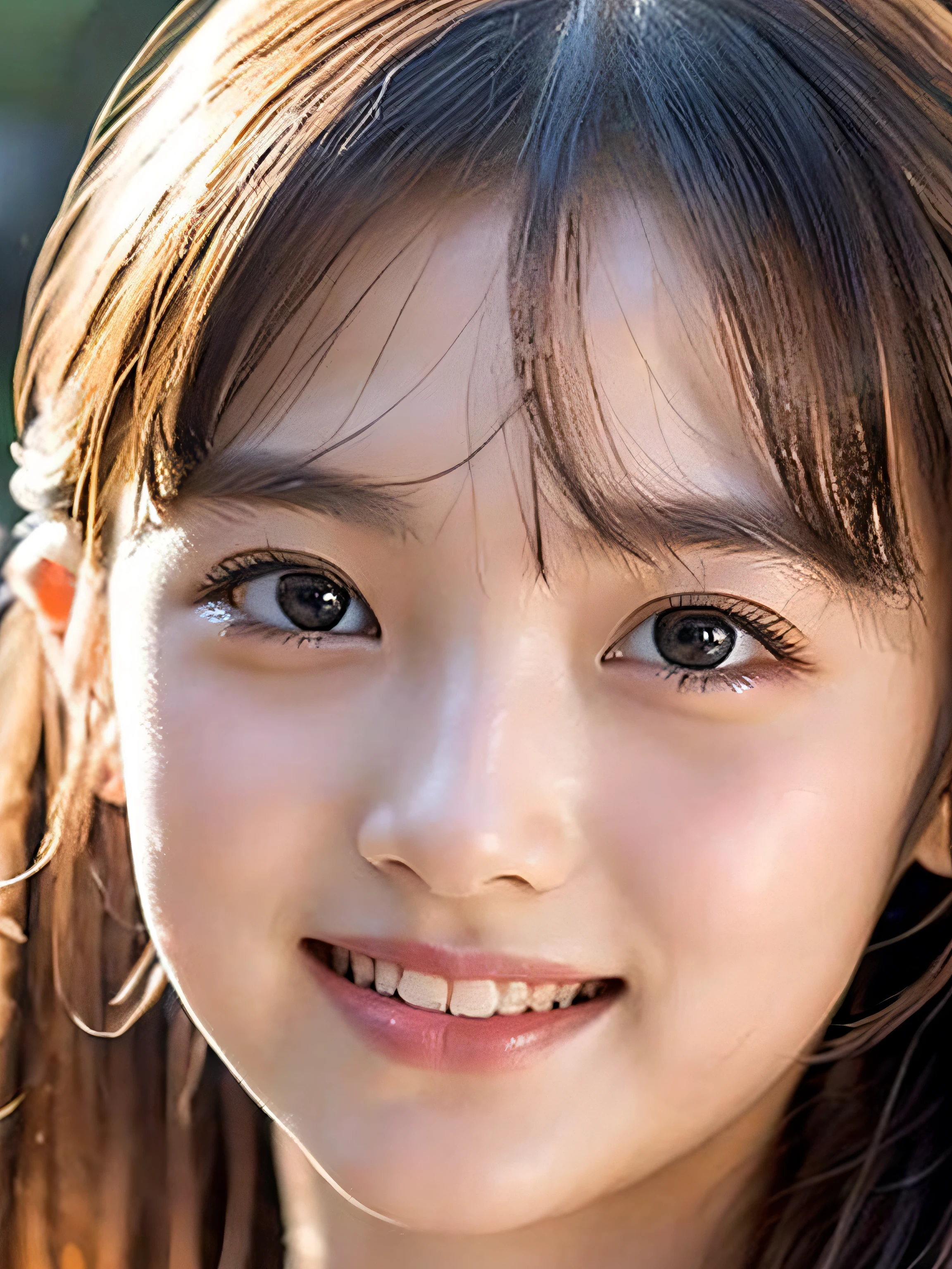 masutepiece, Best Quality, masutepiece, Godlike quality, Godlike art,navel,naked, Highly detailed face, Highly realistic, Cute,13 year old girl, Smiling, Big eyes, long eyelashes, multicolored hair, multicolored eyes, Shiny skin, Full lips, Big lips, Shiny skin, Blushing, Magnificent view