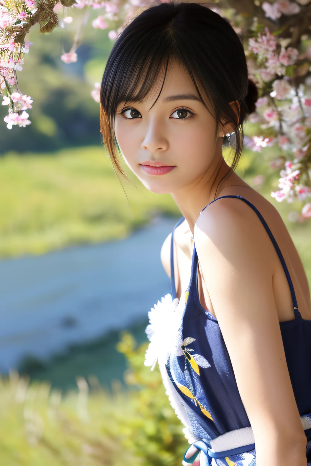 (​masterpiece:1.3、high-level image quality、hightquality)、(Beautiful realistic Japan person:1.3),(perfect anatomia、Beautiful perfect limbs、Beautiful skin、Healthy body),(Japanese actressl:1.3、late spring、cute little:1.3)、A dark-haired、bobhair、18year old、appearance、Engaging pose、、Gravure photography、professional photograpy、blows wind、Breath of the Mountains、serene landscape、Tender love、Neat and clean idol、New Zealand、
