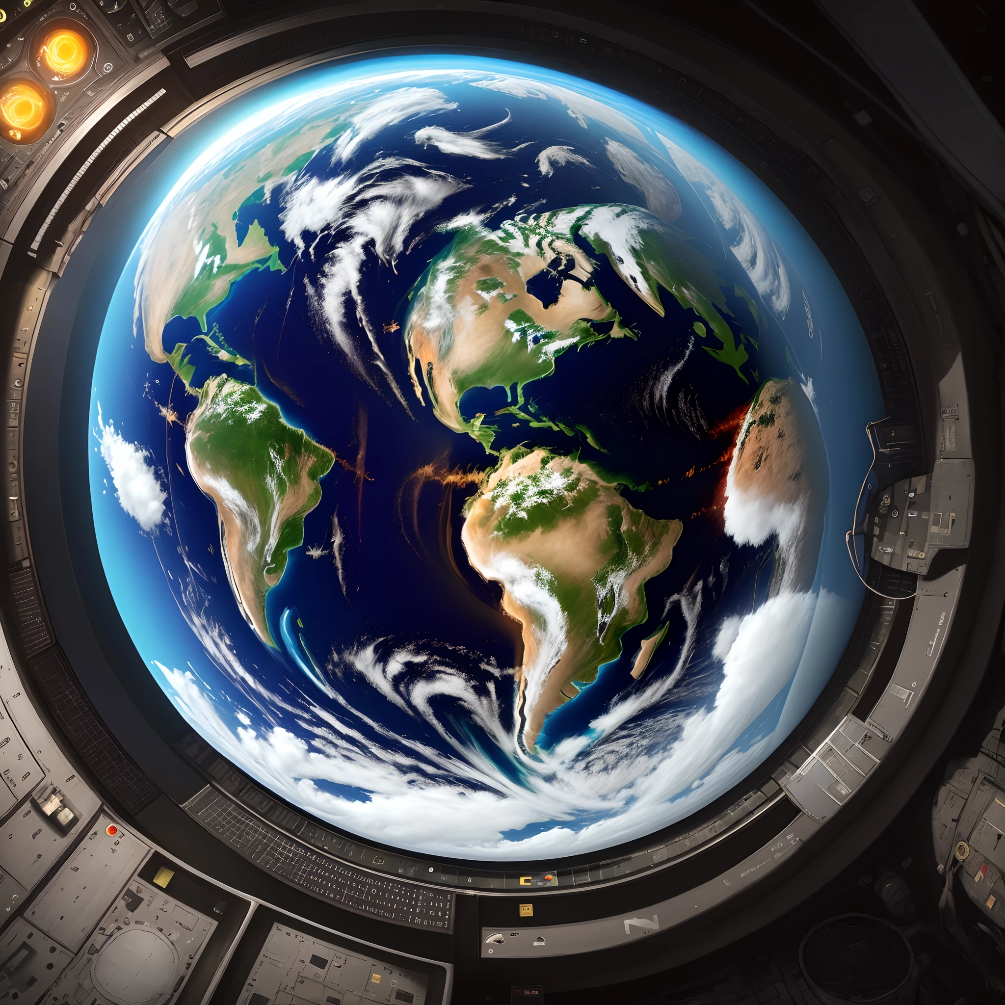 Earth seen from the cockpit of a spacecraft 超A high resolution a picture A hyper-realistic highly accurate Beautiful Earth