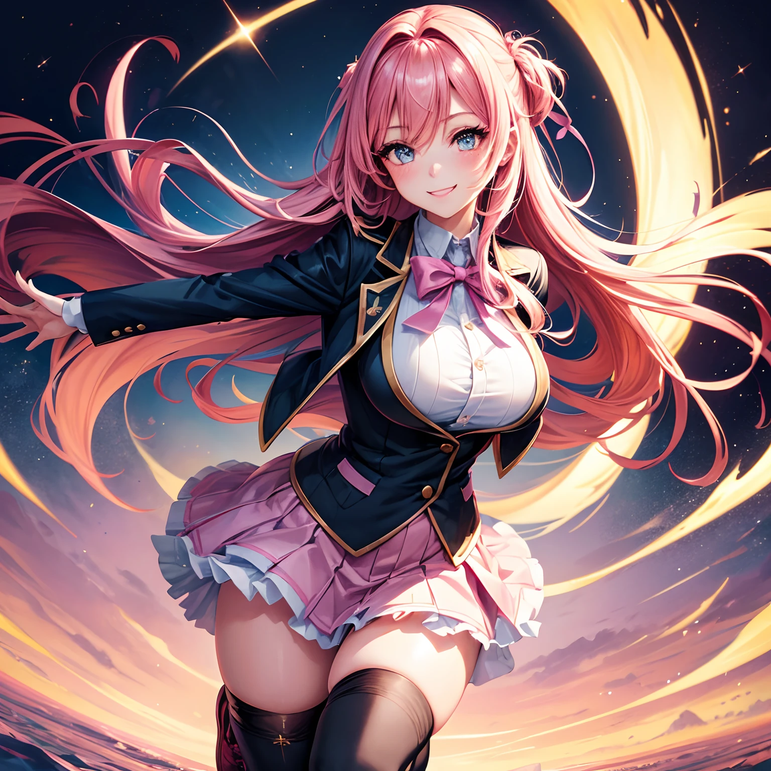 (Beautiful detailed eyes,Beautiful detailed lips,extremely detailed eye and face,longeyelashes,Cute girl in alchemy costume,Cute uniform,miniskirt laugh out loud,attractive girl,Best Quality,busty,masutepiece:1.2,stunning figure,Erotically cute,Ultra-high resolution,Gorgeous girl,Lovely girl,Multi-colored hair,Relaxation Socks,High resolution,gorgeous eyes,Perfect beauty) (​masterpiece、top-quality、top-quality、official anime style++、Beautifully Aesthetic:1.2)、(２girl with:1.3)、(Fractal Art:1.3)、The upper part of the body、From Side、looking at the viewers、patterns、(rainbow-colored hair、colourful hair、Half white and half pink hair:1.2)、((A detailed４This refers to、Thumb joint details))、Eau、gases、cloud、colourfull、Soap bubbles、Deep kissing、I'm、violate、Detailed panties