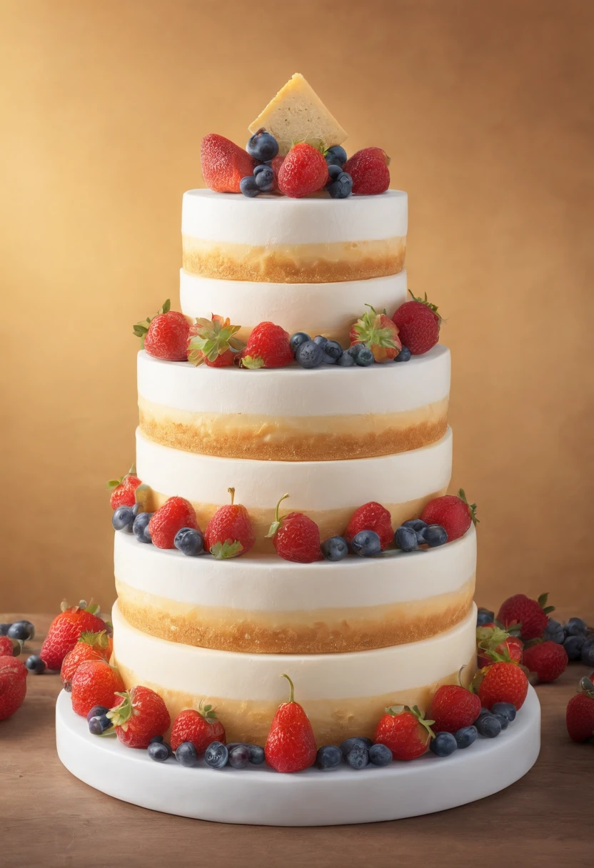 A cheeseycake world, everything made by cheese, In the center of the world giant cheese cake tower, detailed art, 24K FHD resolution, epic art, red Top lights, masterpiece collection, octane rendered, best quality