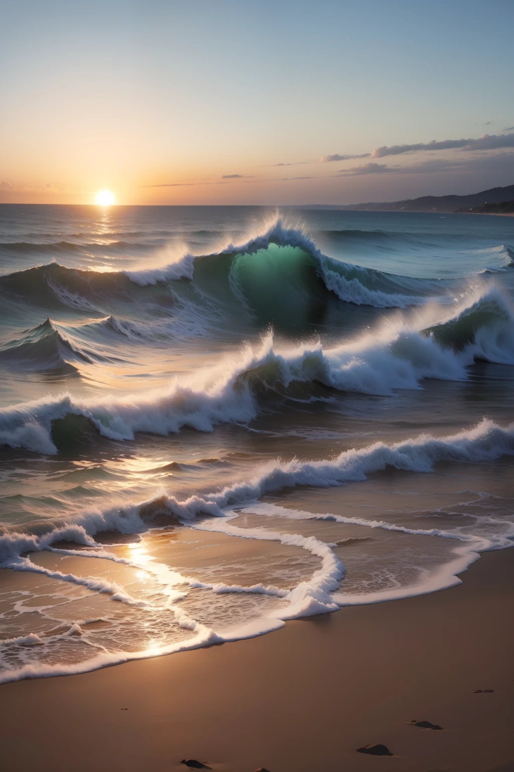 Sea illustration、mystical、the morning sun