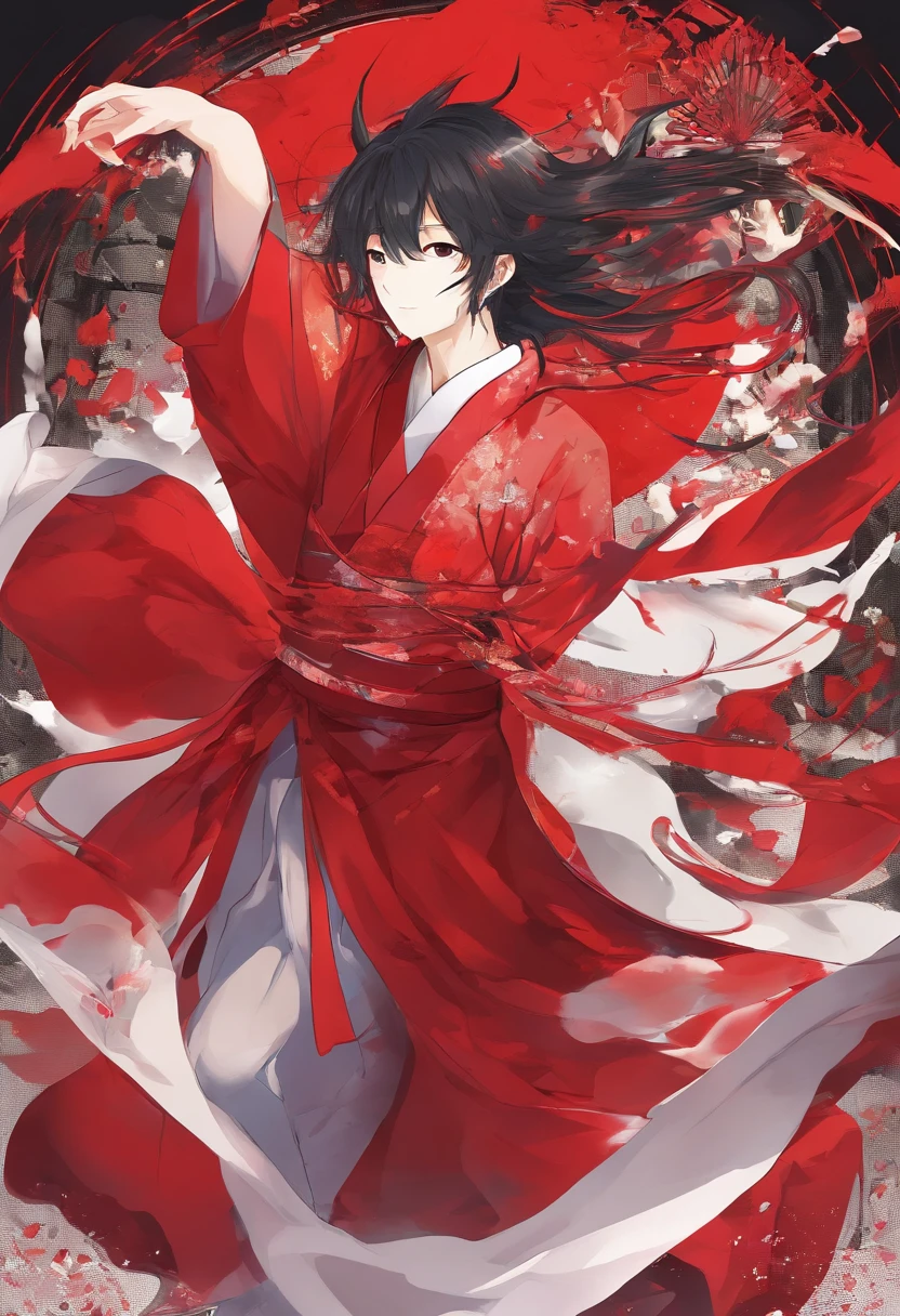 Libido boy,quadratic element,Big red robe,Actors,Stained with blood,frenzied,Danjiao,Chinese drama,theater,Evil