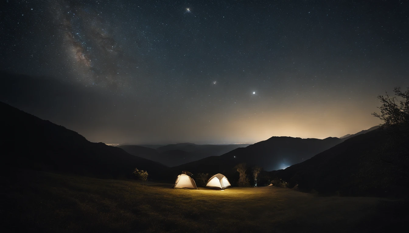 a picture、(Photorealsitic:1.4)、(hyper realisitic:1.4)、(Cinematic:1.5)、star trail, stary sky, midnight