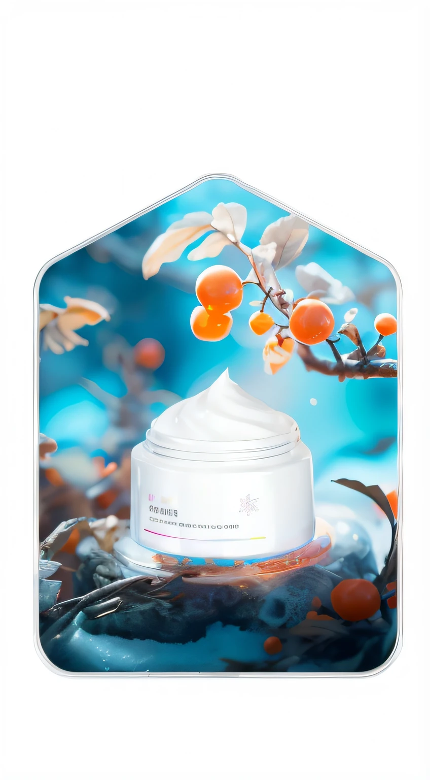 a close up of a jar of cream on a table, high quality topical render, inspired by Ma Yuanyu, bubbling skin, product introduction photos, 3d product, Young charm, professional product shot, author:Shitao, smooth utopian design, jia, Inject the Northern Lights, Professional product photography, transparent vibrant glowing skin