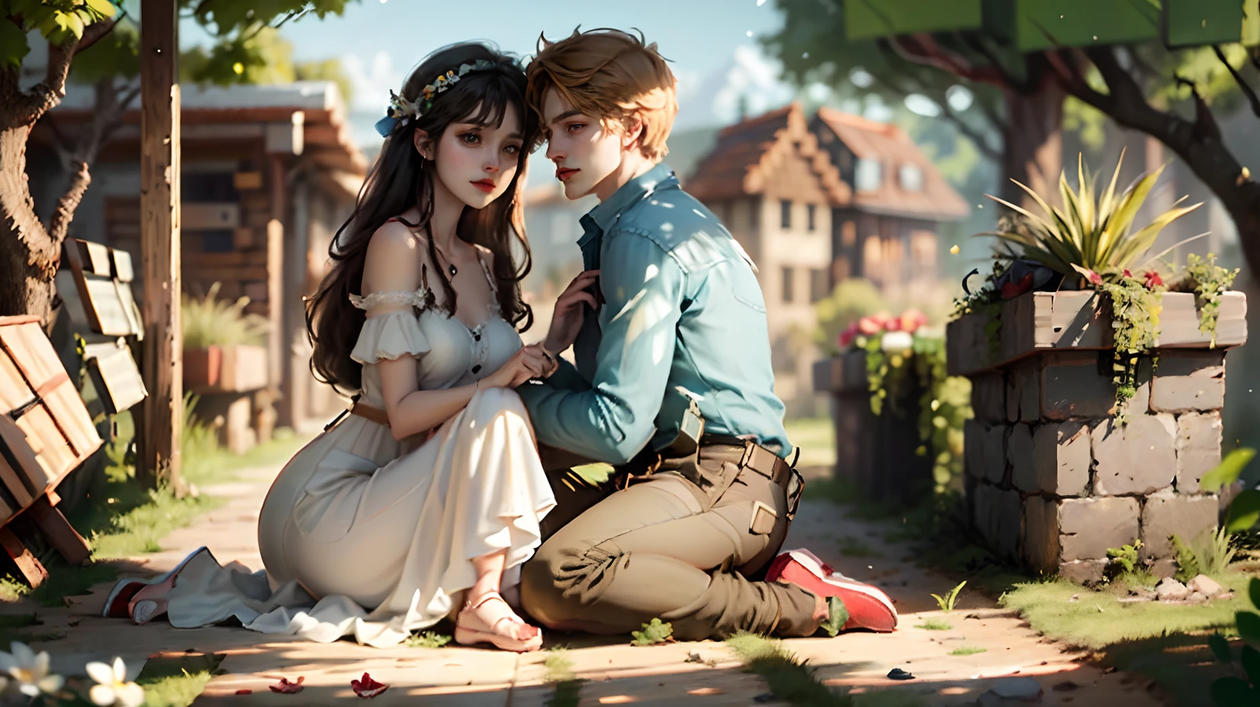 minecraft adult 18+, man and woman, florest, light, love --auto --s2