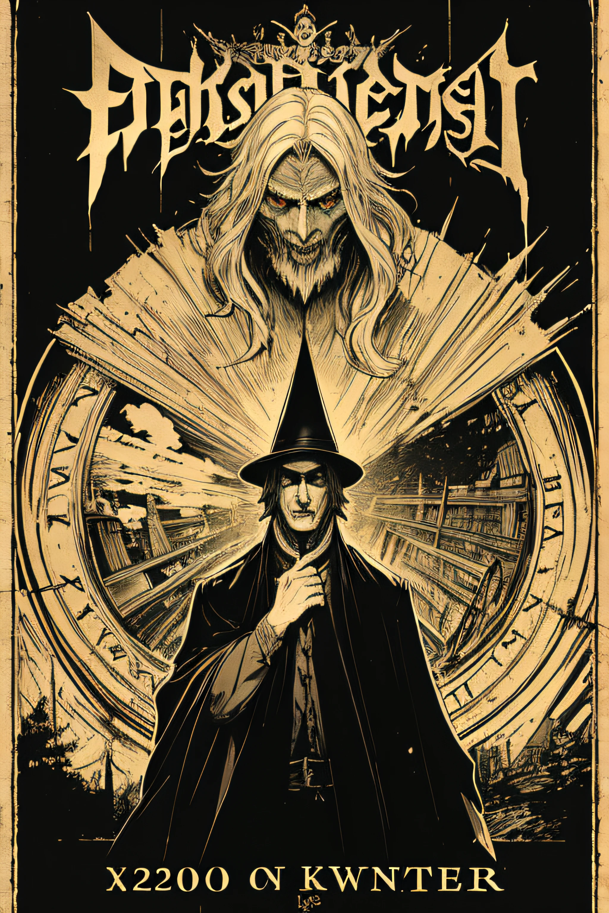 (Masterpiece, Best Quality), 8k Wallpaper, highly detailed, poster, Faust 1926, Germanic folklore, German expressionist, horror thriller cinematic movie poster,